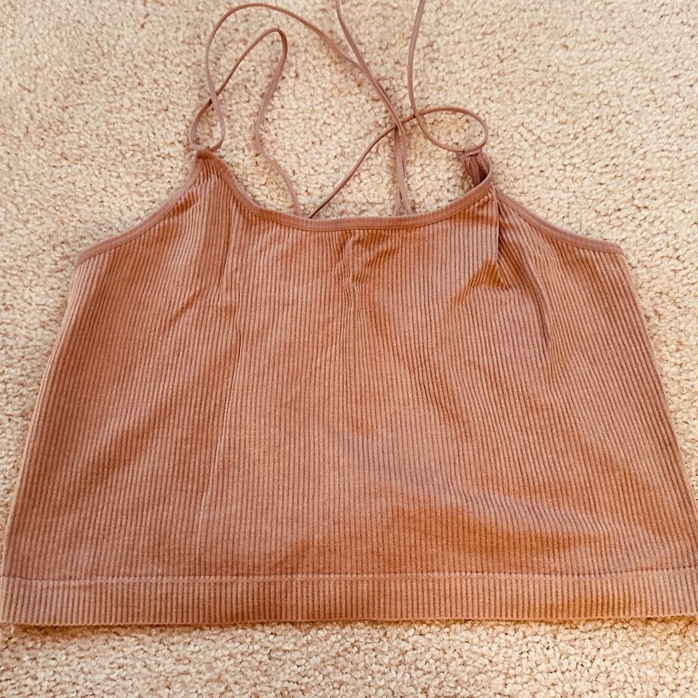 SALE $10 Brown Stretch Crop Top